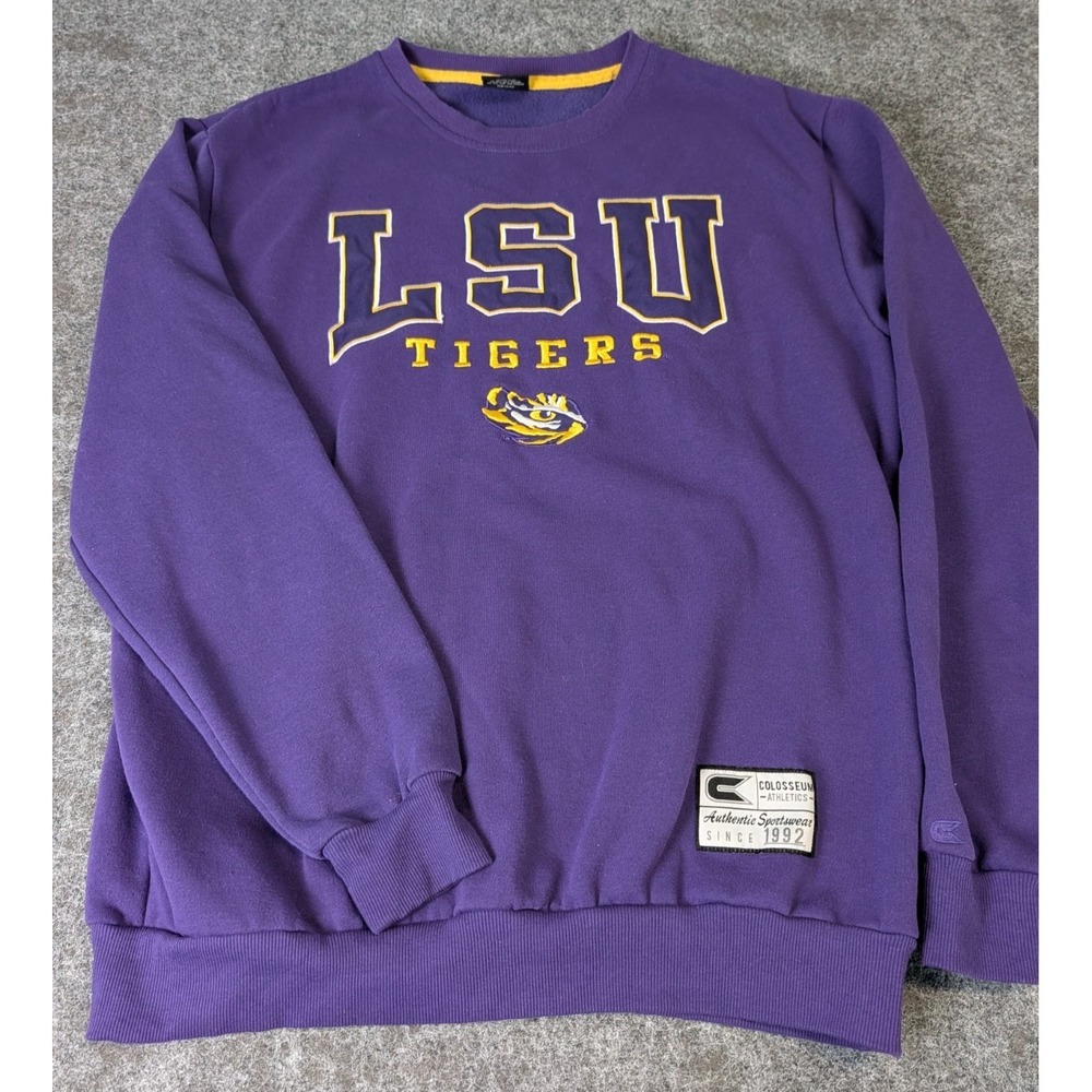 LSU Tigers Colosseum Crew Neck Sweatshirt Men's Large Fleece Cotton/Polyester